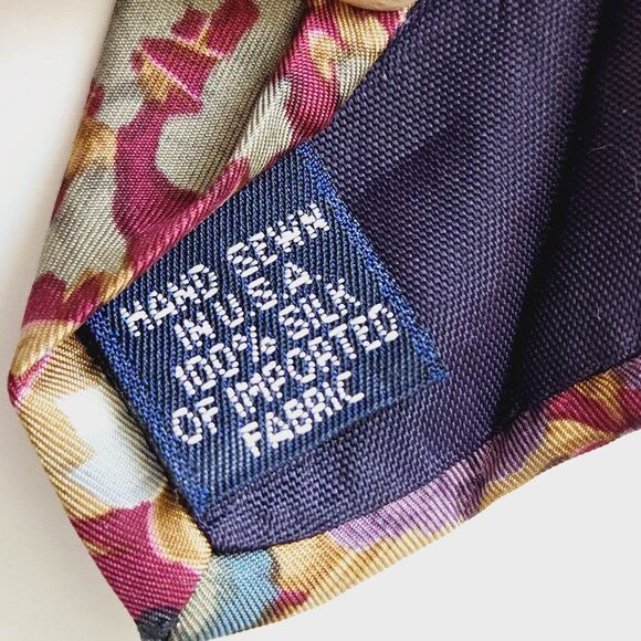 Vintage Lands End Silk Tie Floral Classic Preppy Eclectic Wedding Office Career - Picture 5 of 10